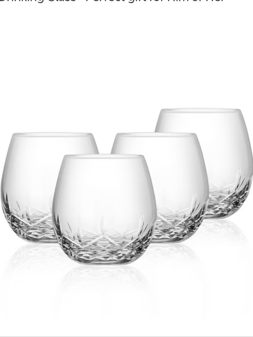 Shoshin Hand Cut Crystal  Stemless Whiskey/Wine Glasses - Clear (Set of 4)